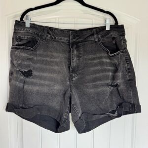 KanCan Distressed Denim Shorts Women Size 18 Black Gray Cuffed Jean Shorts